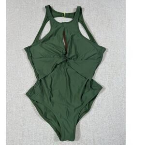 Helen Jon Women Medium Green One Piece Swimsuit Designer Swimwear Luxury Resort